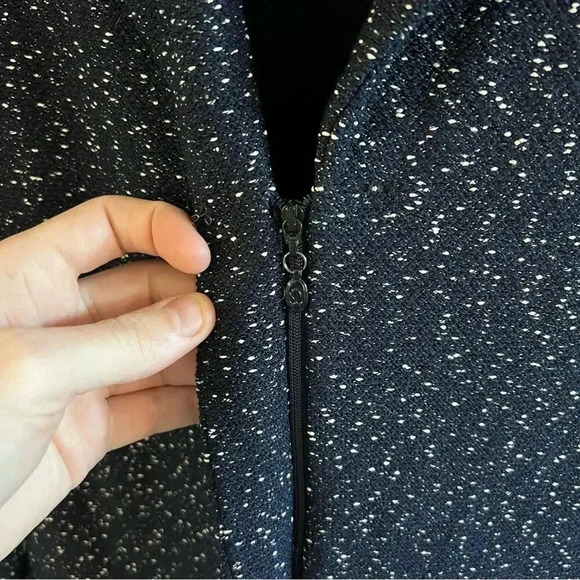 188 St. John Couture Blue and White Speckled Zip up Coat - Picture 4 of 6